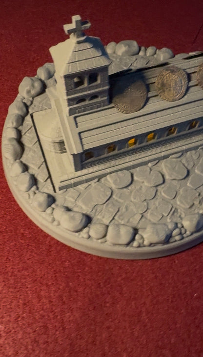 Church coin display stand