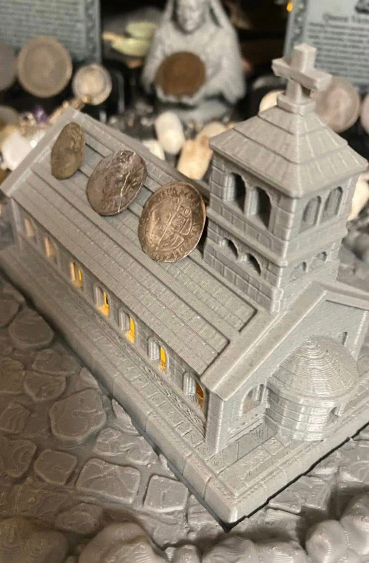 Church coin display stand